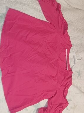 SHEIN Hot Pink Ruffle Sleeve Tunic Top